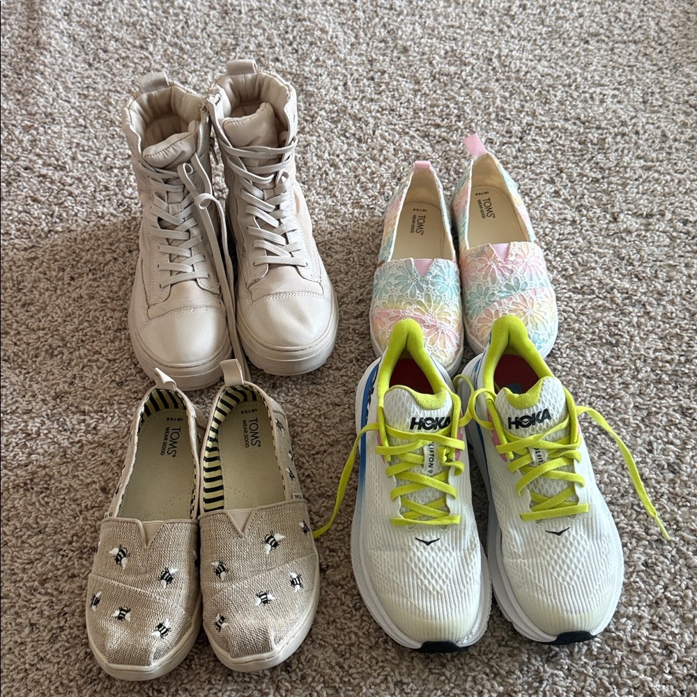 Hoka Kids Sneakers - White and Lime Green